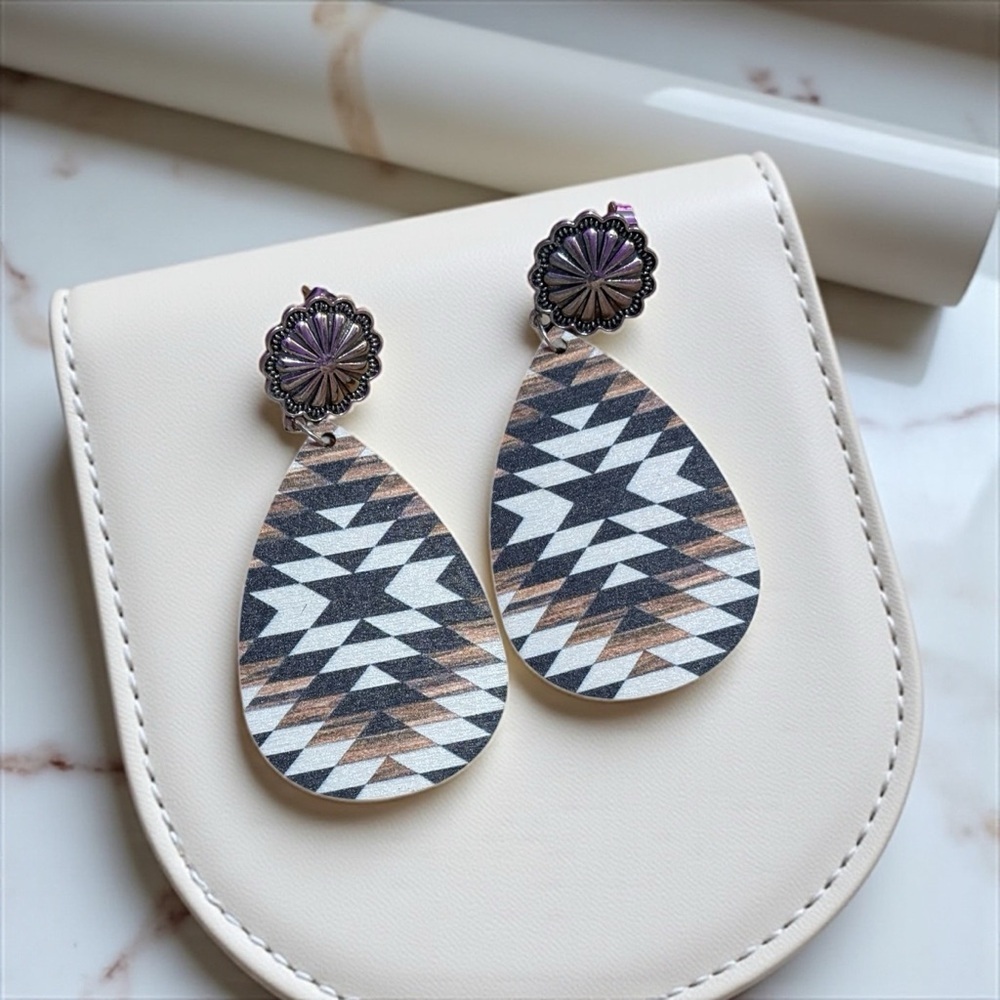 Plenty of Pattern Western Jewelry Boho Rodeo Cowgirl Aztec Teardrop Earrings